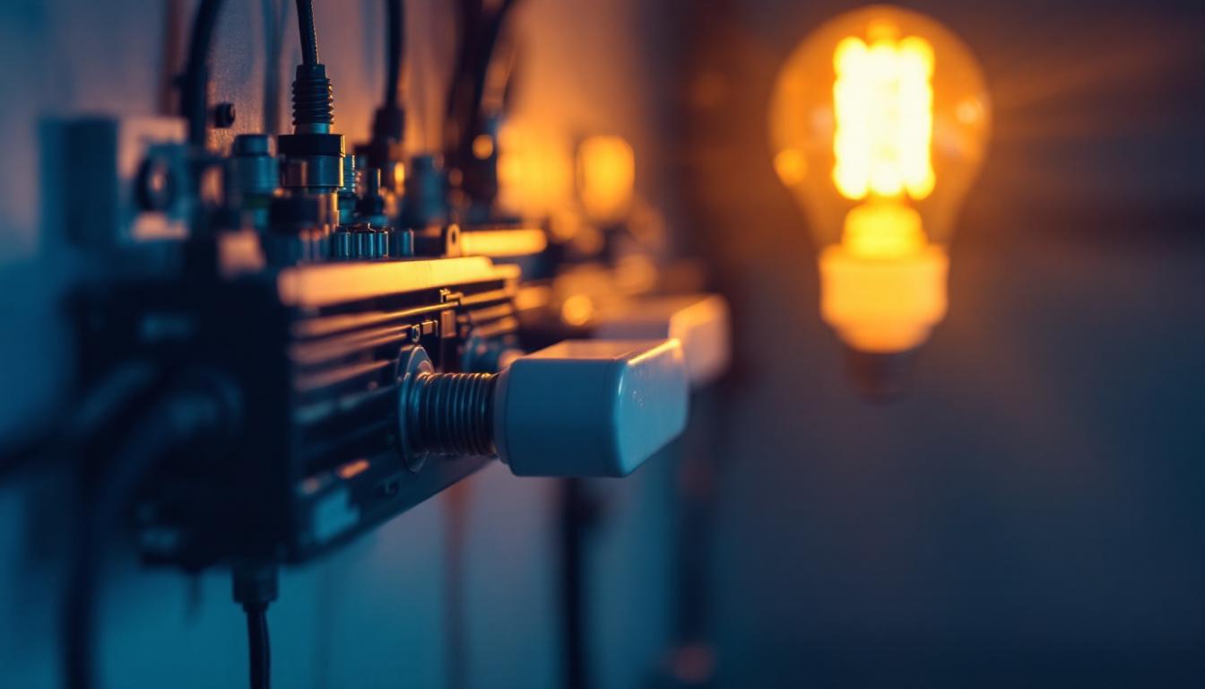A photograph of a close-up shot of a fluorescent bulb ballast