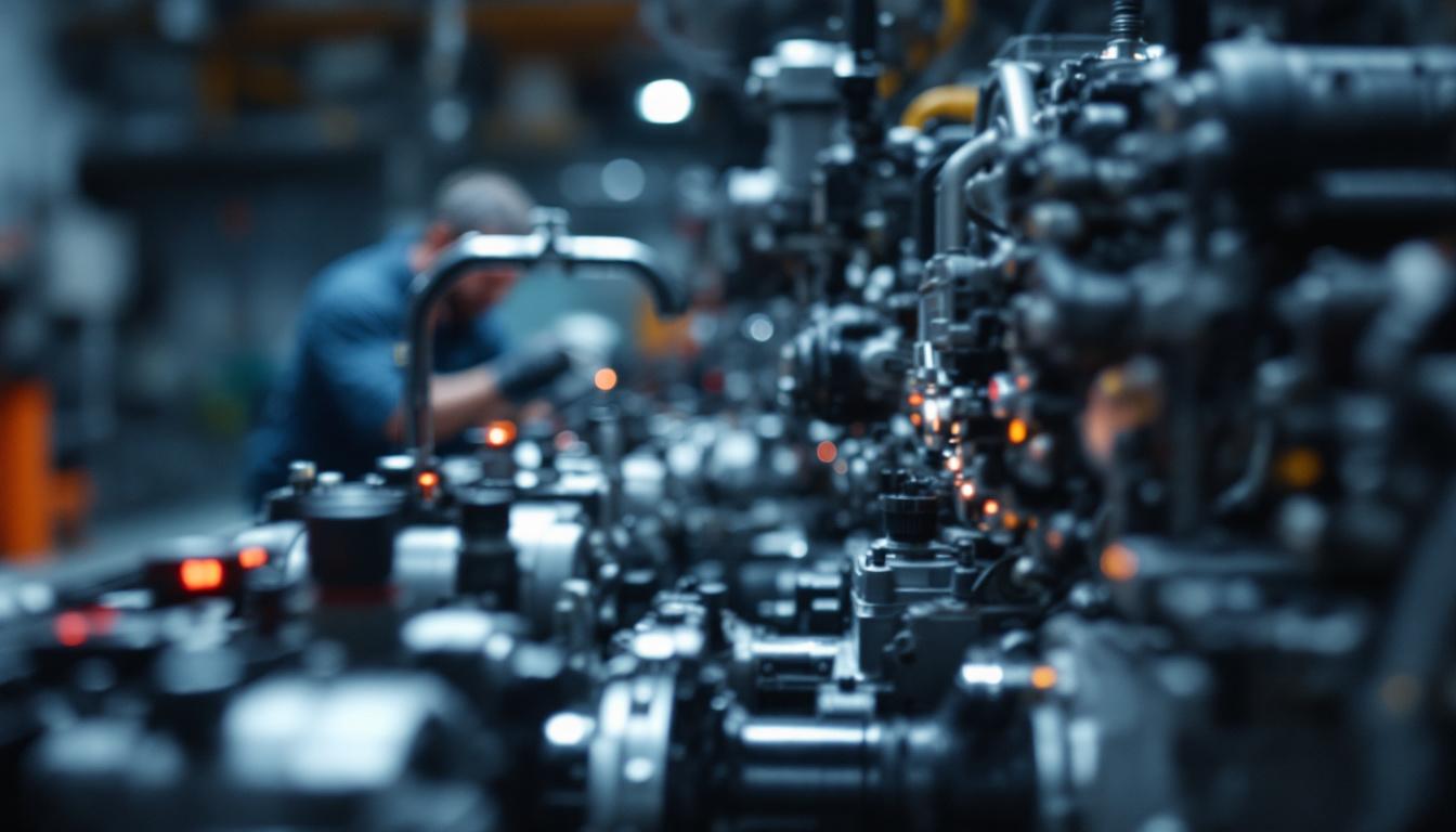 A photograph of a technician performing maintenance on advanced machinery