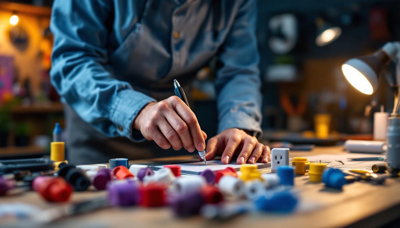 A photograph of a hands-on electrical engineer working on a lighting project