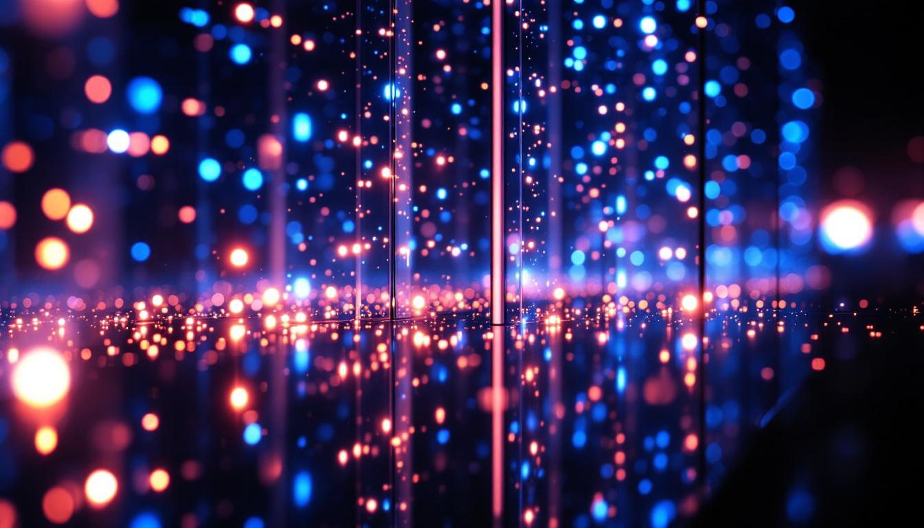 A photograph of a beautifully illuminated glass installation featuring led lights