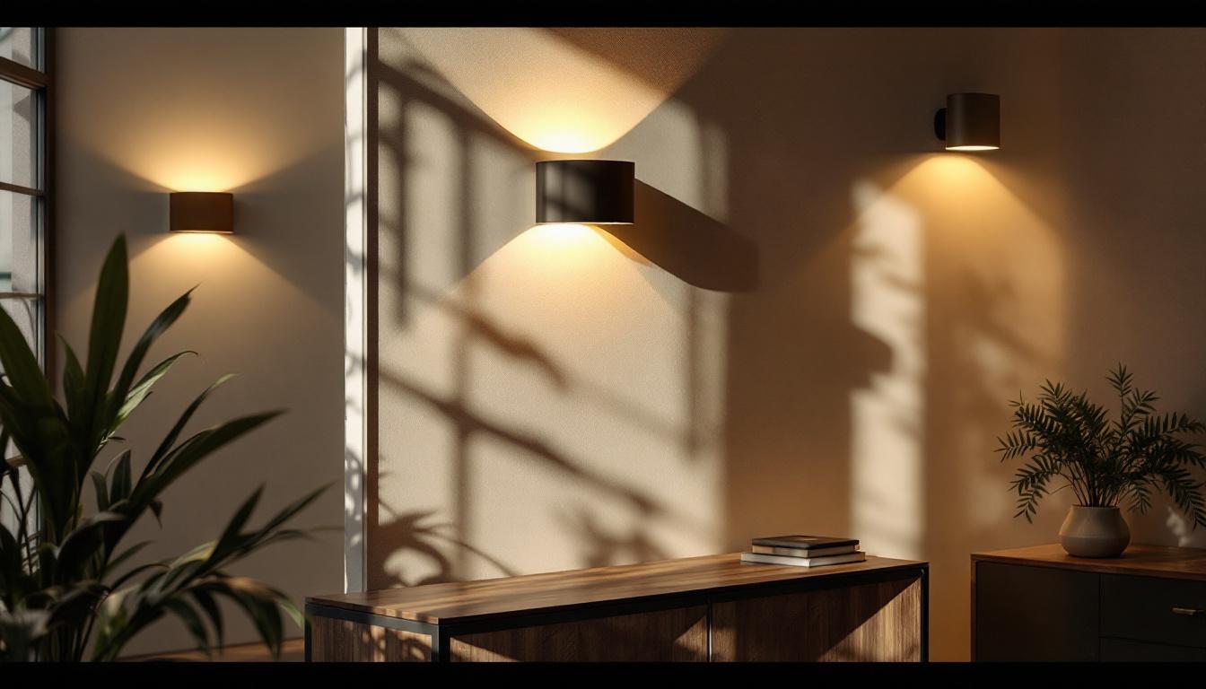 A photograph of a beautifully designed indoor space featuring various styles of sconce lighting