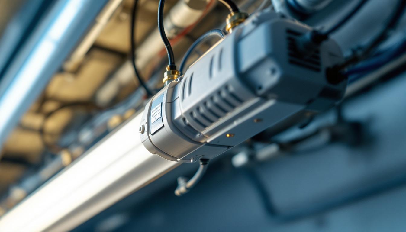 A photograph of a close-up view of a ballast fluorescent light installation