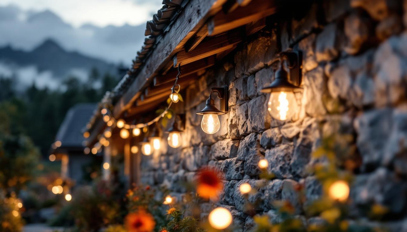A photograph of a solar light installation in a picturesque outdoor setting