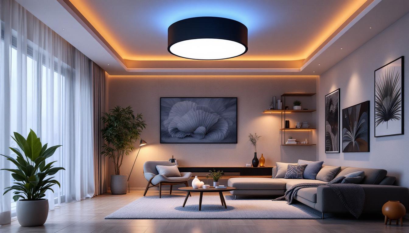 A photograph of a modern home interior featuring stylish led ceiling lights