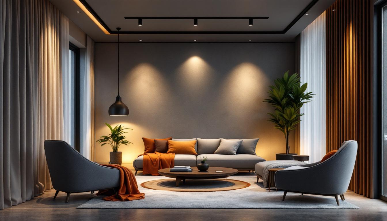 A photograph of a beautifully designed room featuring various recessed led downlights in different placements