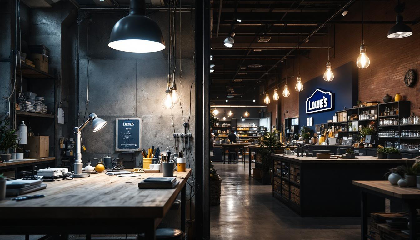 A photograph of a side-by-side comparison of an industrial workspace and a commercial retail environment