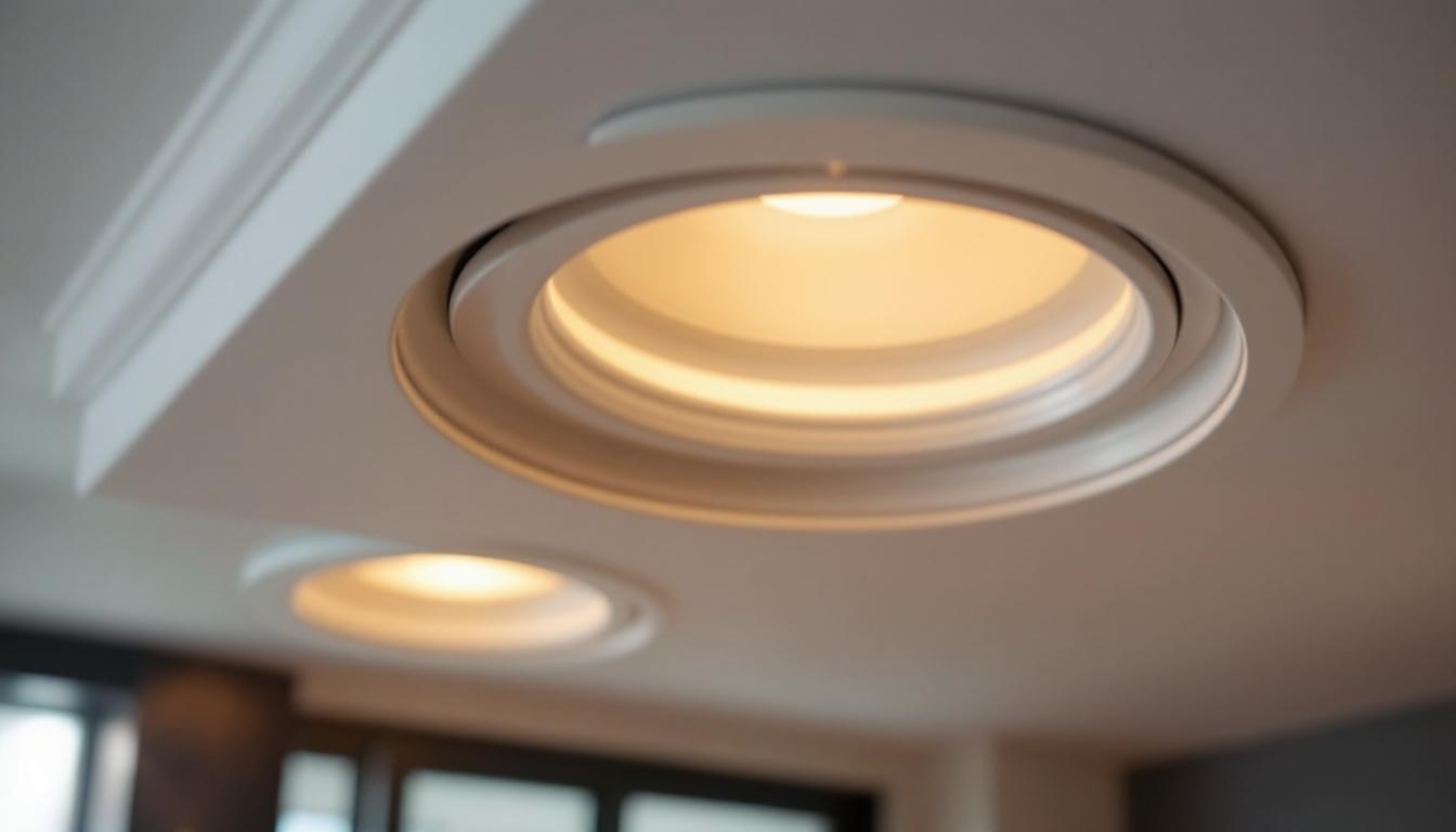 A photograph of a close-up view of a beautifully designed replacement trim for recessed lighting