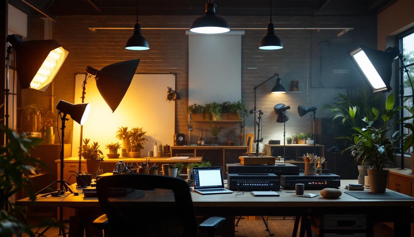 A photograph of a well-lit workspace showcasing a 1000w metal halide light in action