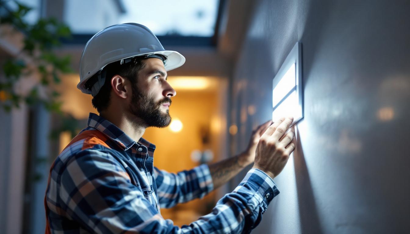 A photograph of a modern electrical engineer examining a sleek