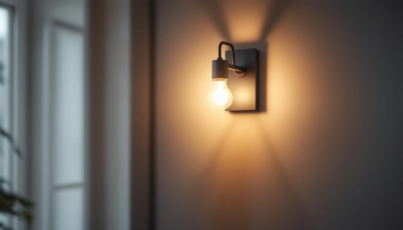 A photograph of a stylish and affordable wall sconce light installed in a cozy
