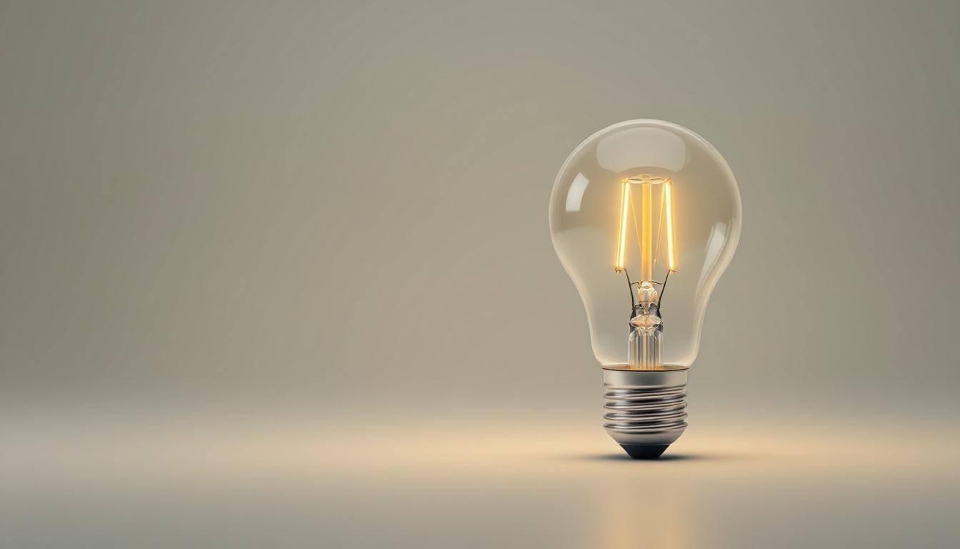 A photograph of a standard light bulb with its base clearly visible