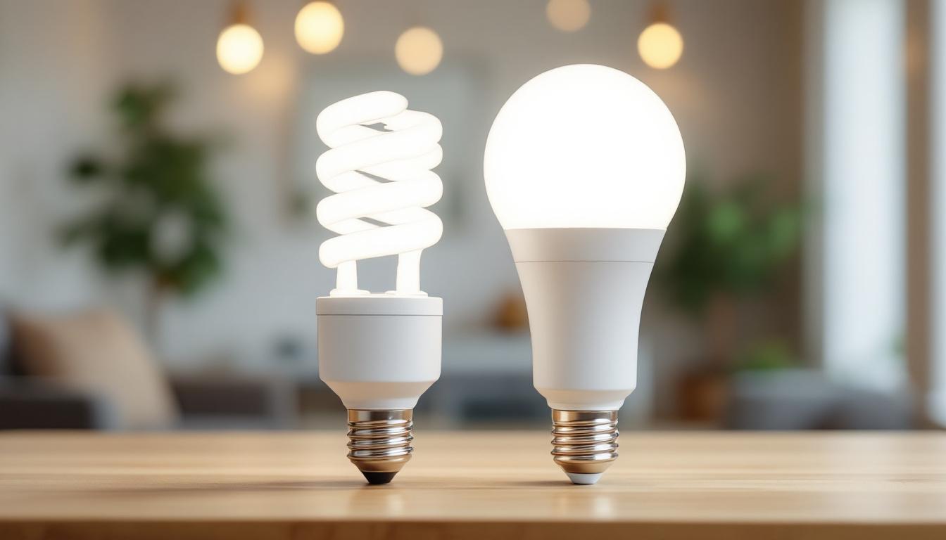 A photograph of a side-by-side comparison of t5 and t8 lamps in a well-lit environment