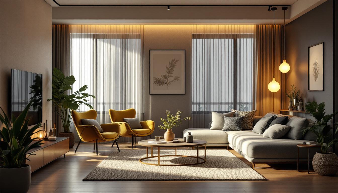 A photograph of capture a photograph of a modern apartment interior featuring innovative lighting systems