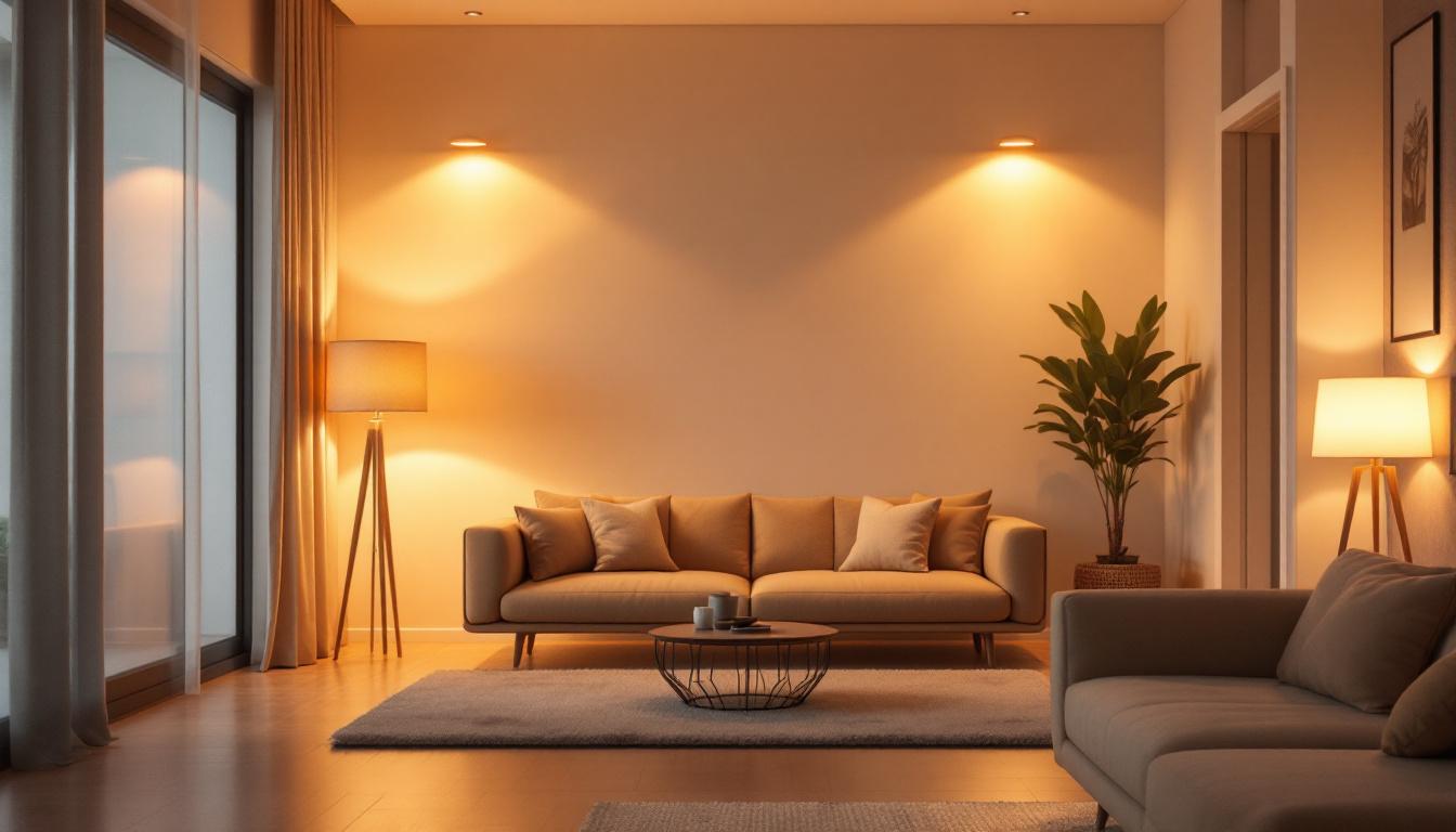 A photograph of a well-lit room featuring a 4-inch led light installed in various settings
