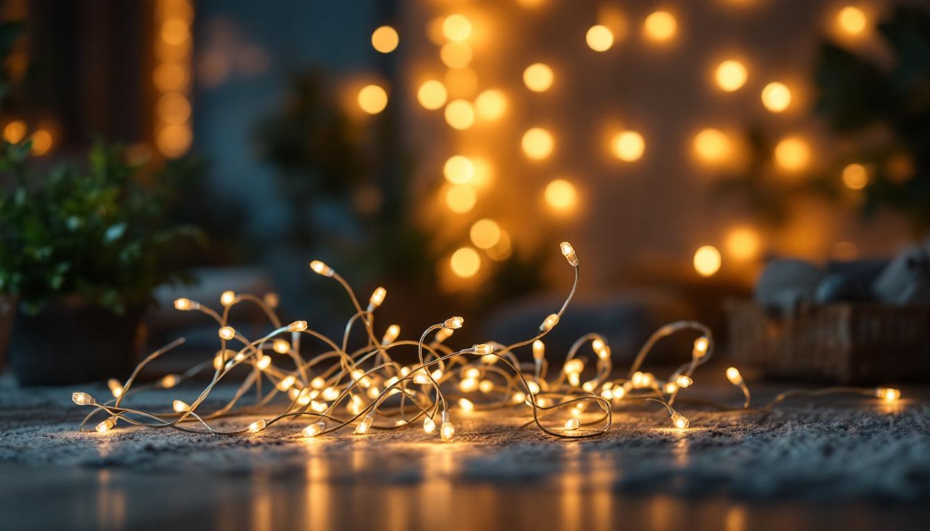 A photograph of a beautifully arranged display of various led light strings in different settings
