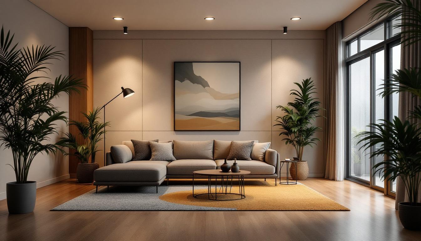 A photograph of a modern interior space featuring satco recessed lighting in action