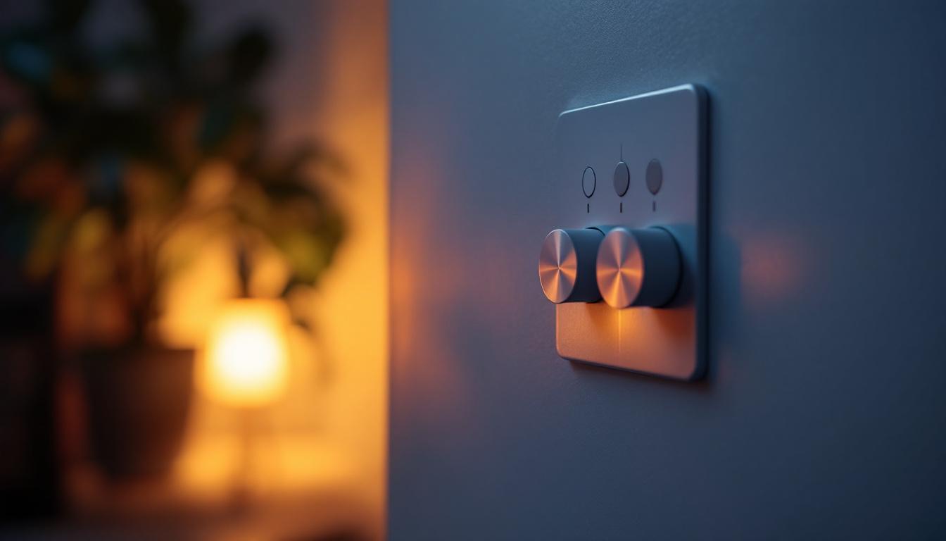 A photograph of a close-up shot of a four-speed fan switch in a well-lit room