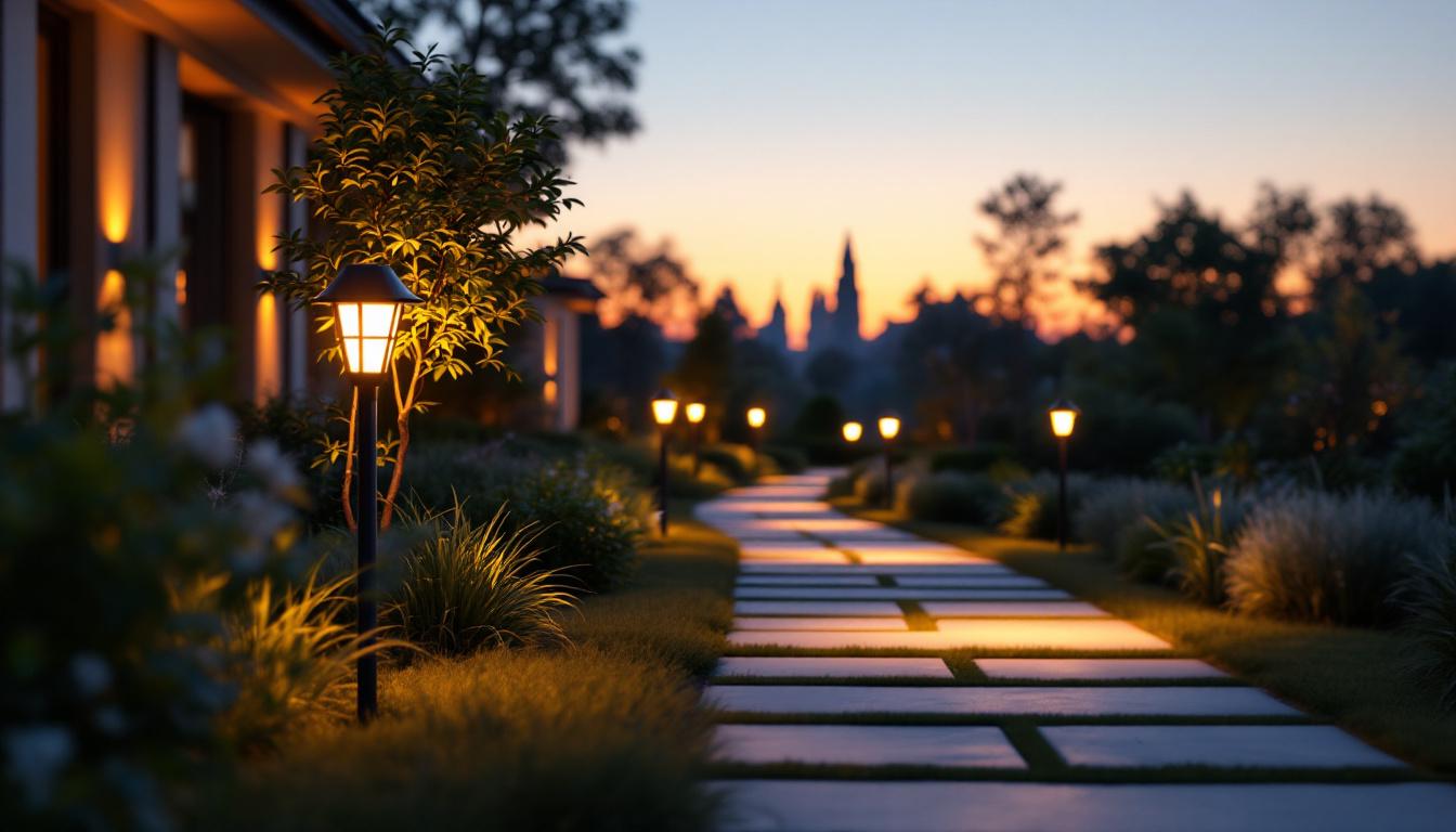 A photograph of a beautifully designed pathway illuminated by soft