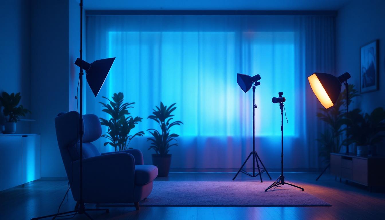 A photograph of a beautifully designed lighting setup in a modern interior space