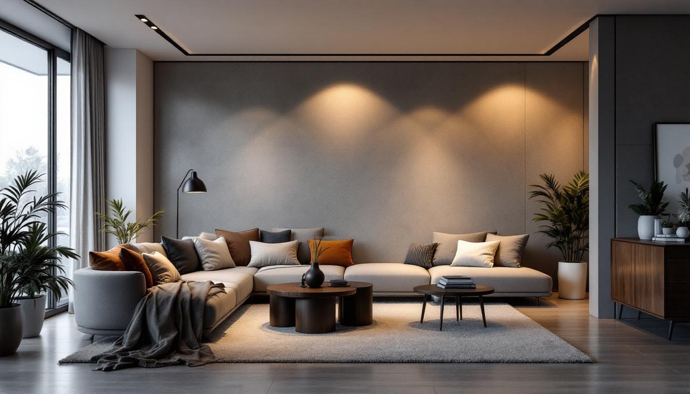 A photograph of a modern interior space featuring flat recessed led lights in various settings