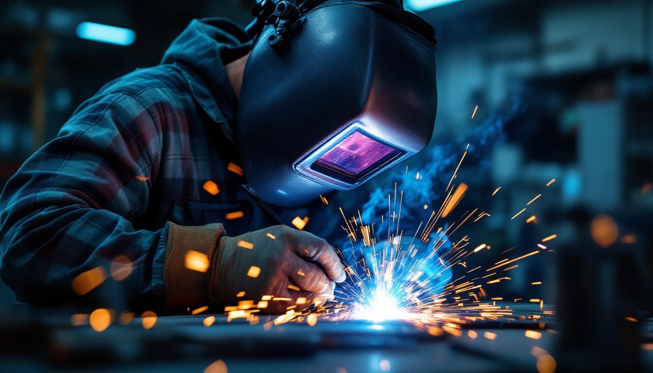 A photograph of a welder in action