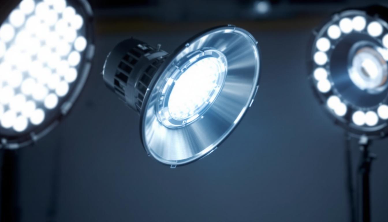 A photograph of capture a photograph of a metal halide 400w lighting fixture in action