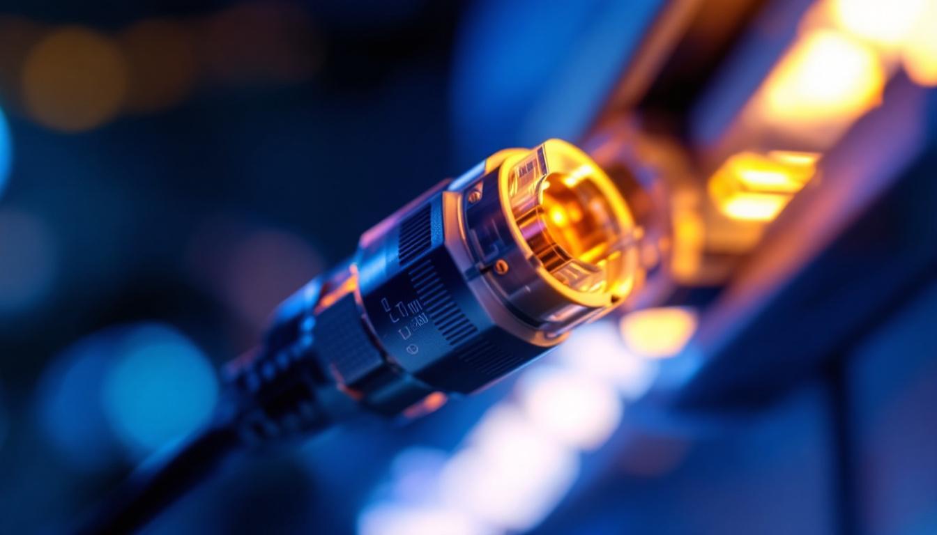 A photograph of a close-up of a high-quality electric cable connector in use