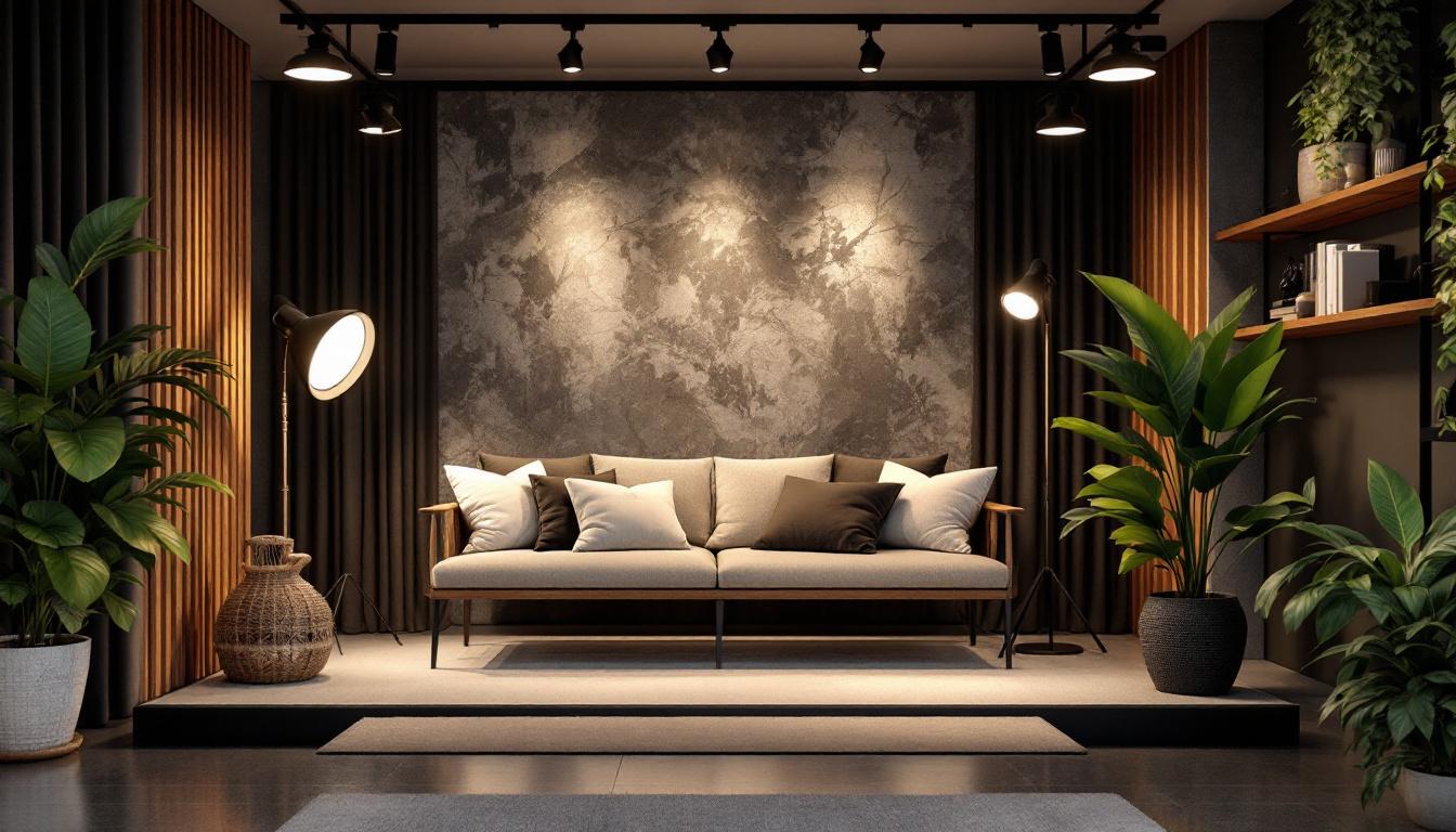 A photograph of a beautifully arranged track lighting setup in a stylish interior space