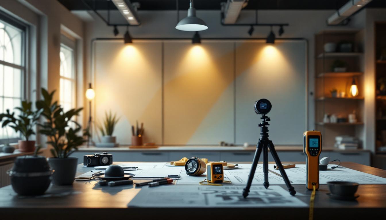 A photograph of a well-lit space featuring various lighting systems in use