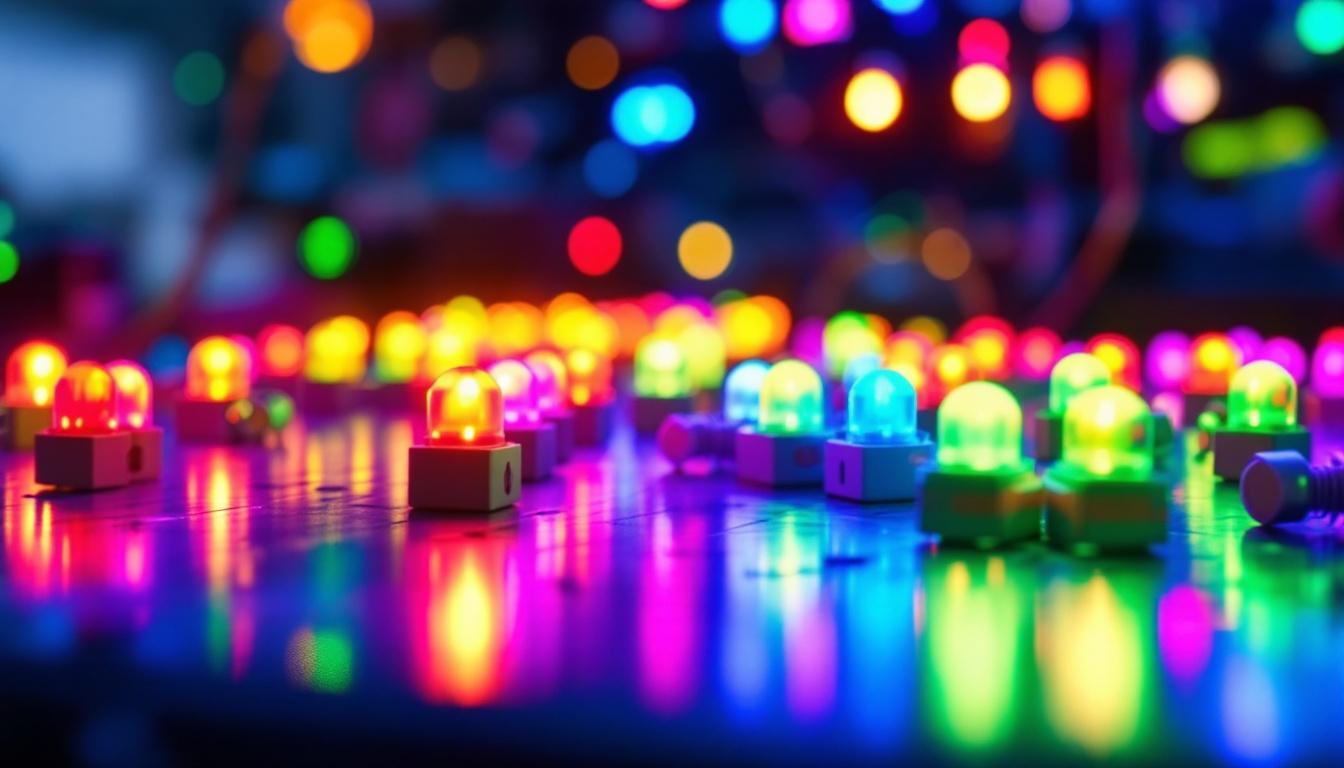 A photograph of a vibrant display of multicolor led lights in a practical setting