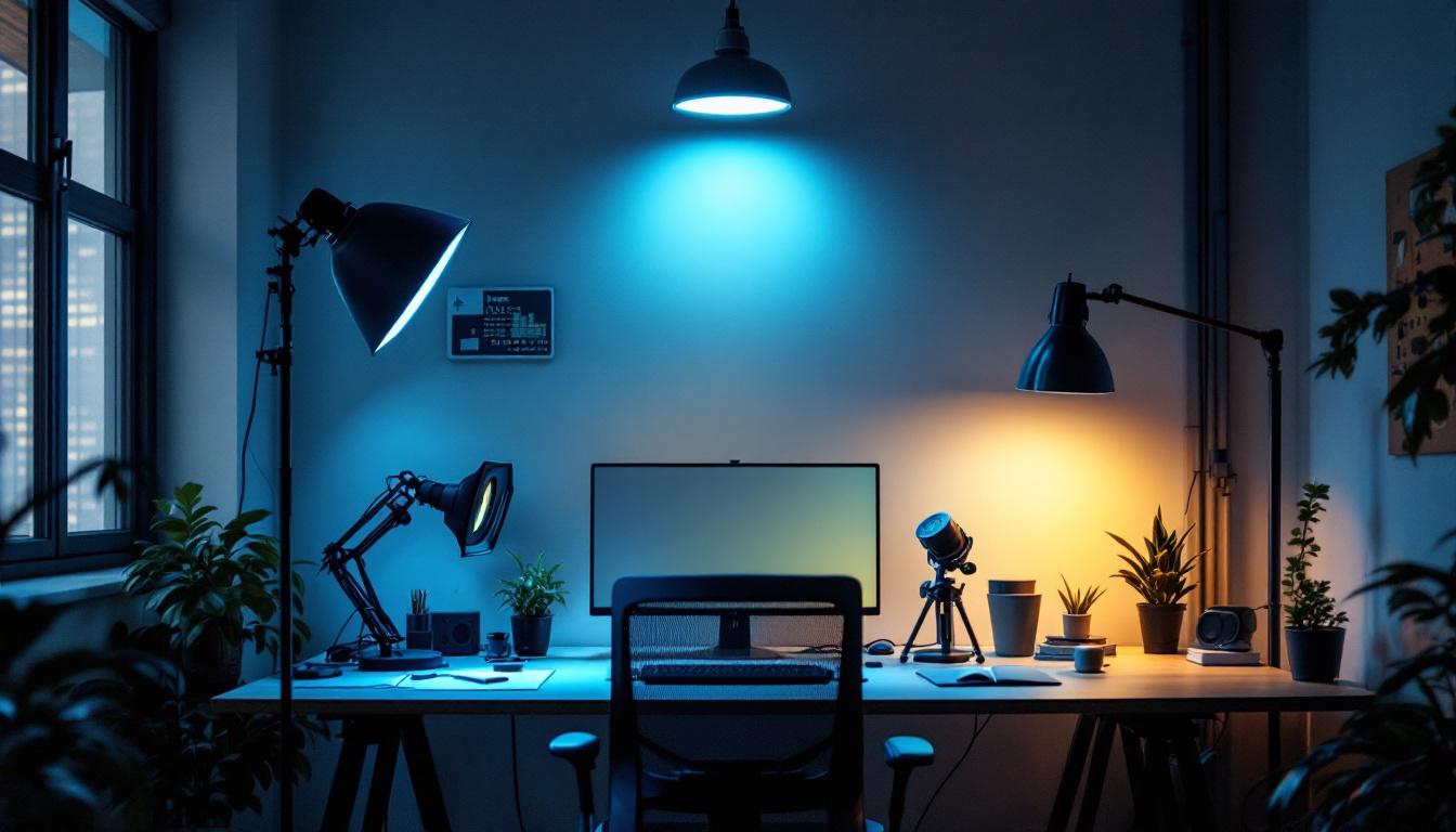 A photograph of a well-designed lighting setup in an engineering workspace
