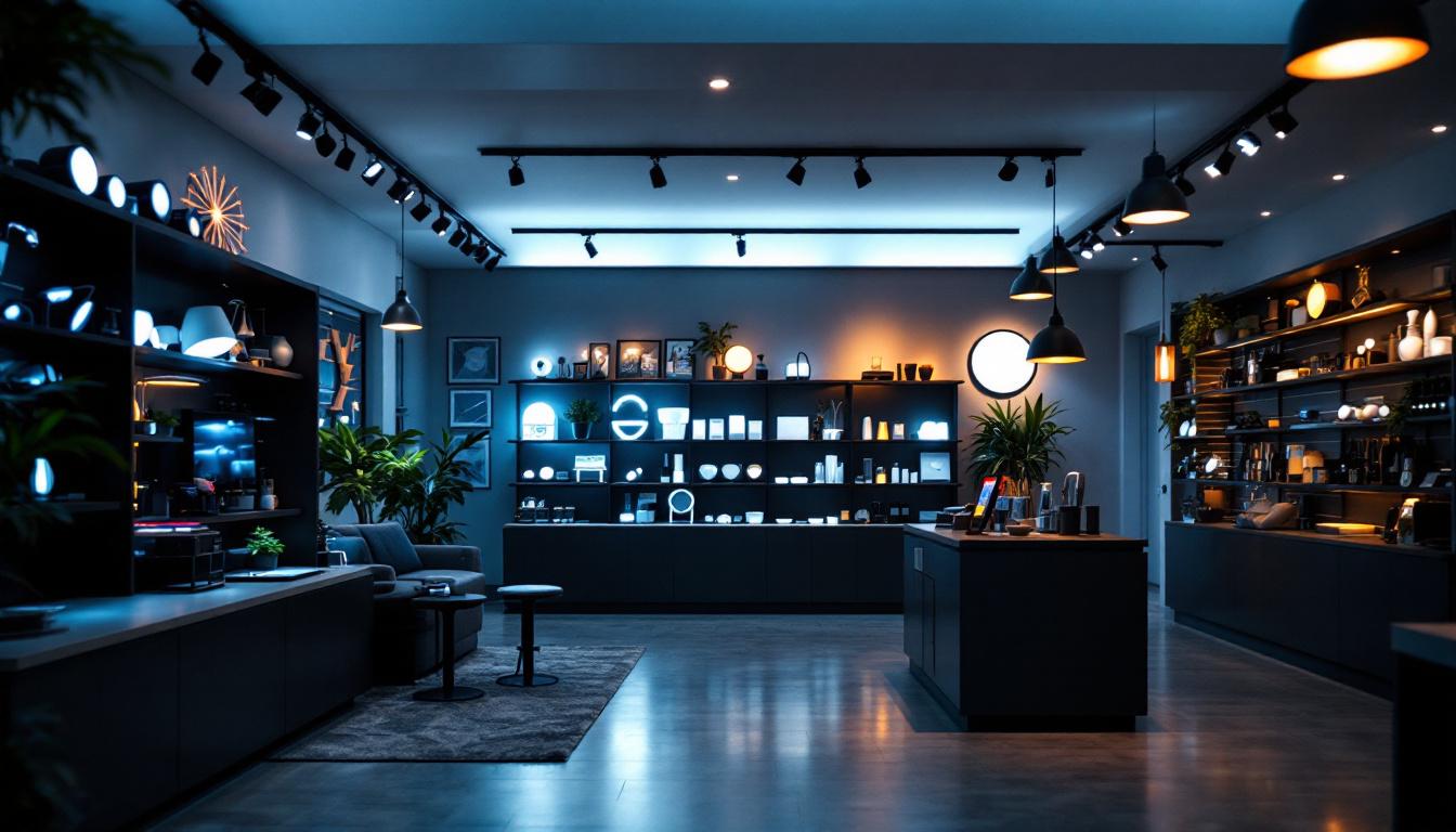 A photograph of capture a photograph of a well-lit retail space showcasing various led lighting products