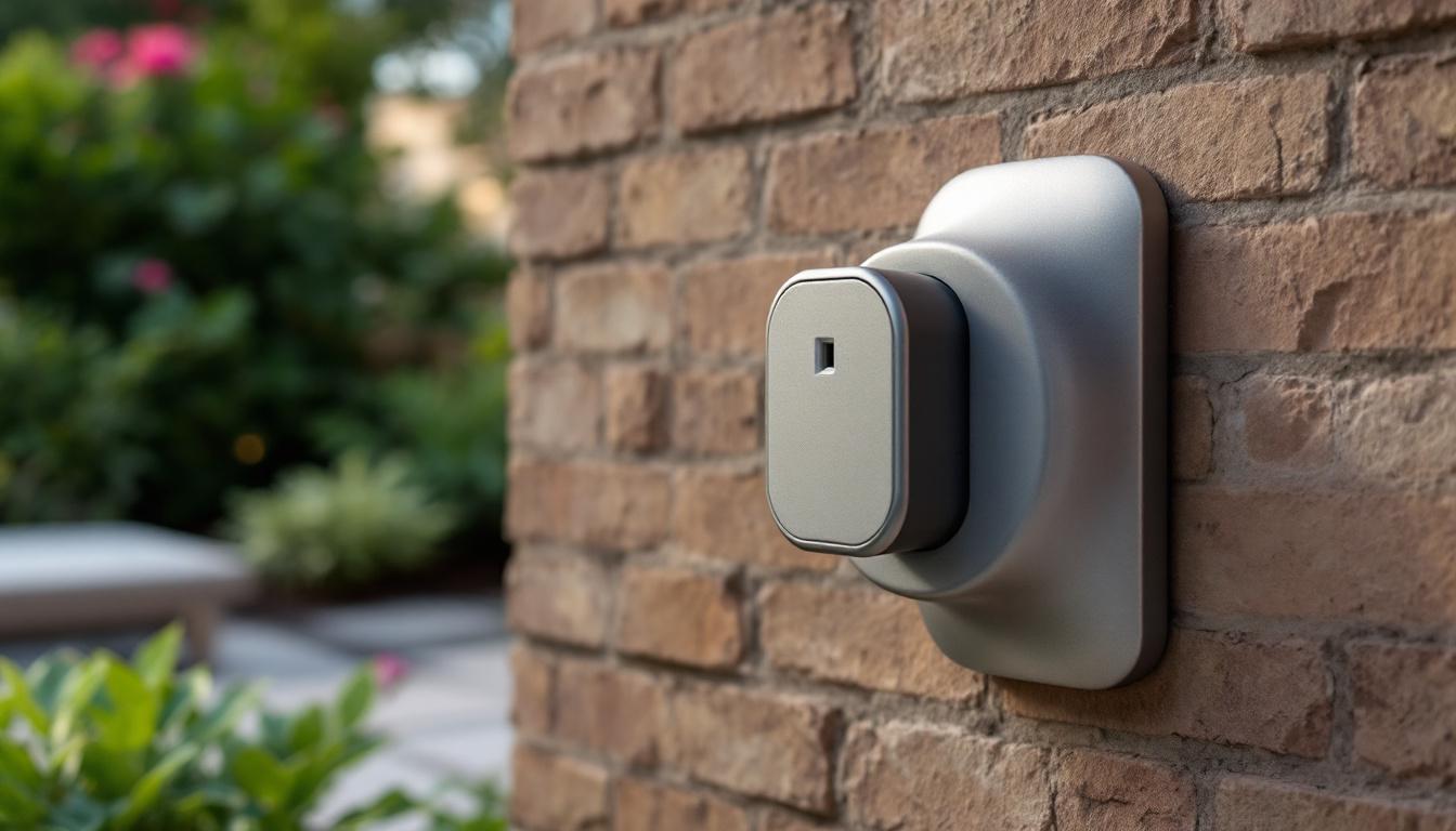 A photograph of a stylish outdoor outlet cover designed for large plugs