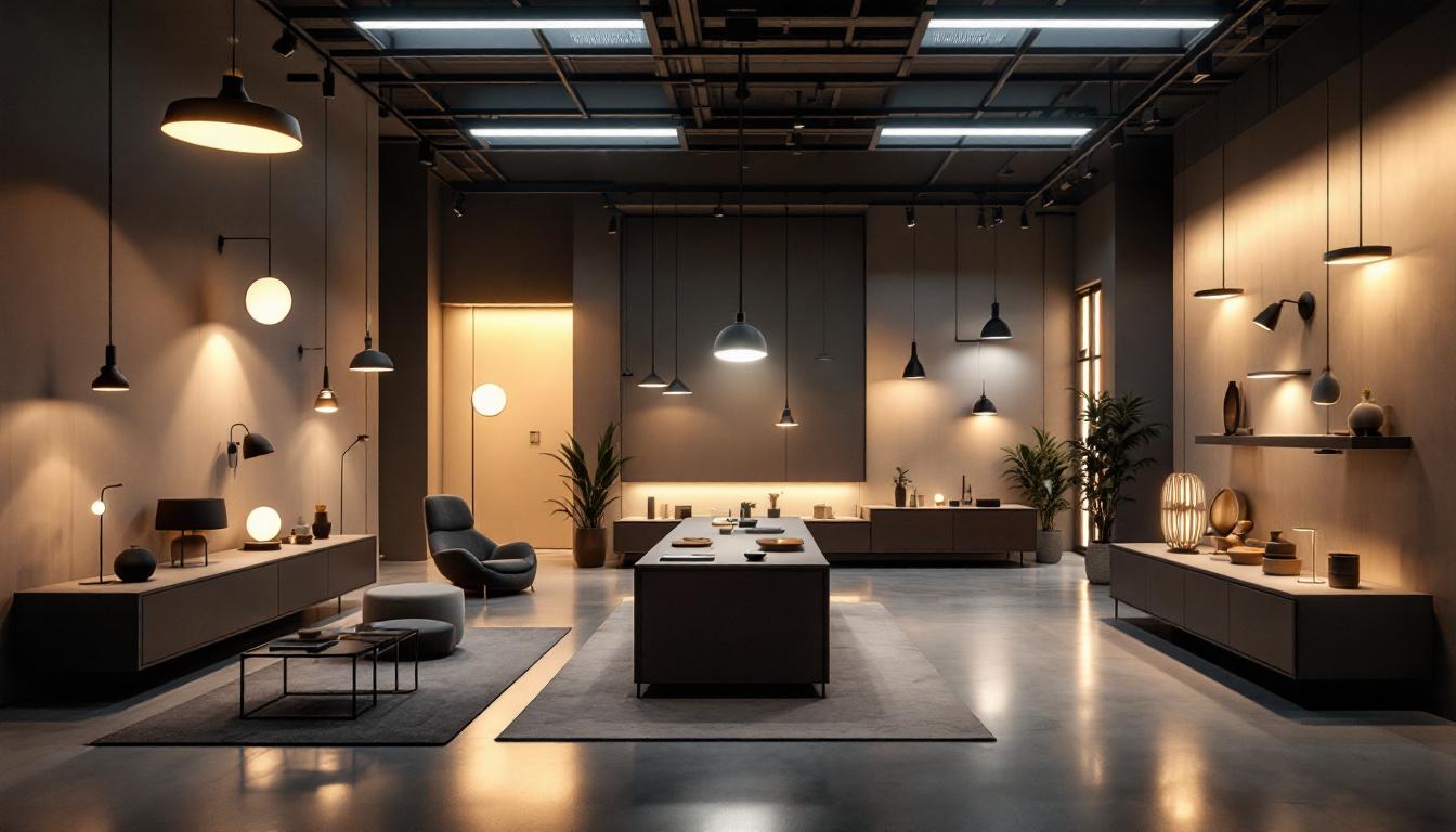 A photograph of a modern lighting showroom