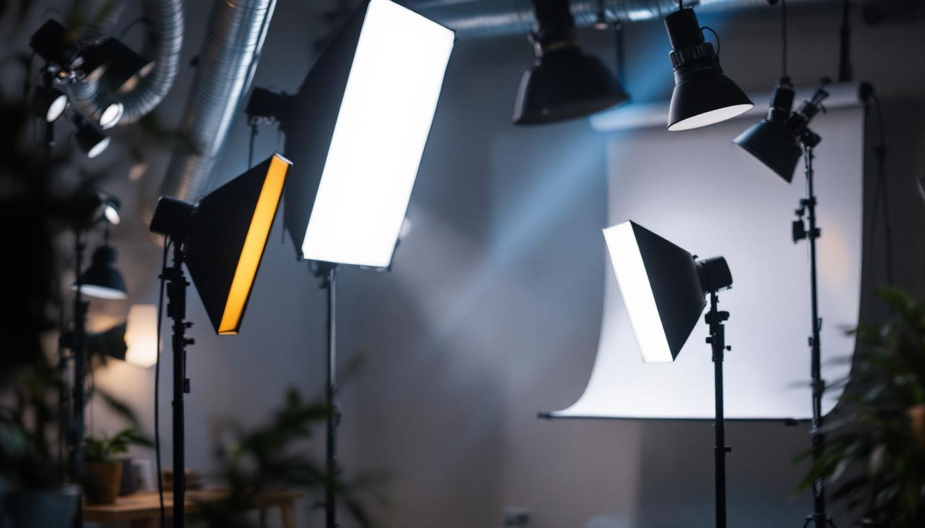 A photograph of a well-lit scene showcasing various lighting systems in use