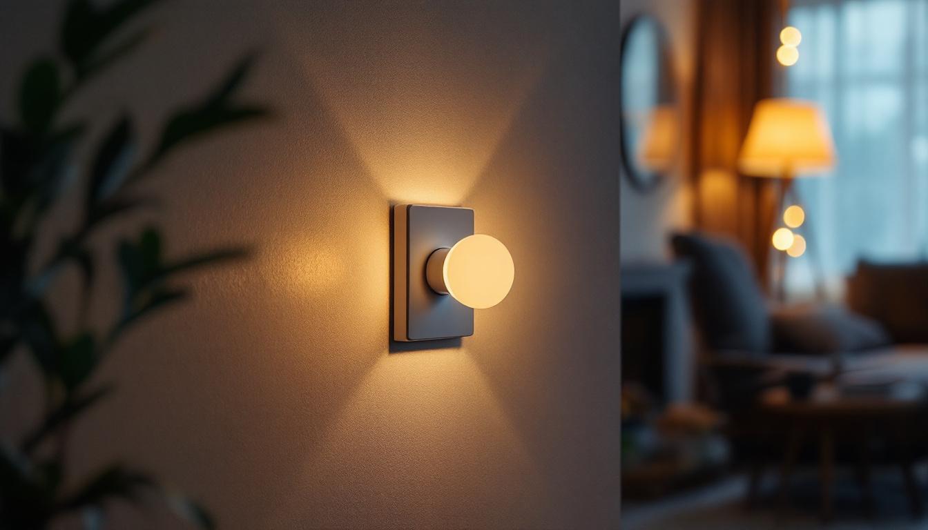 A photograph of a well-designed lighting setup featuring a timmer switch in a stylish home environment