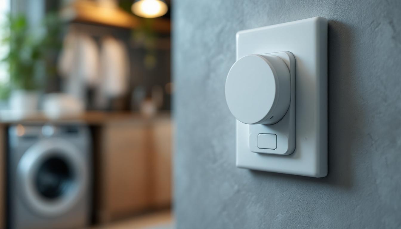 A photograph of a close-up of a modern electrical outlet specifically designed for dryers