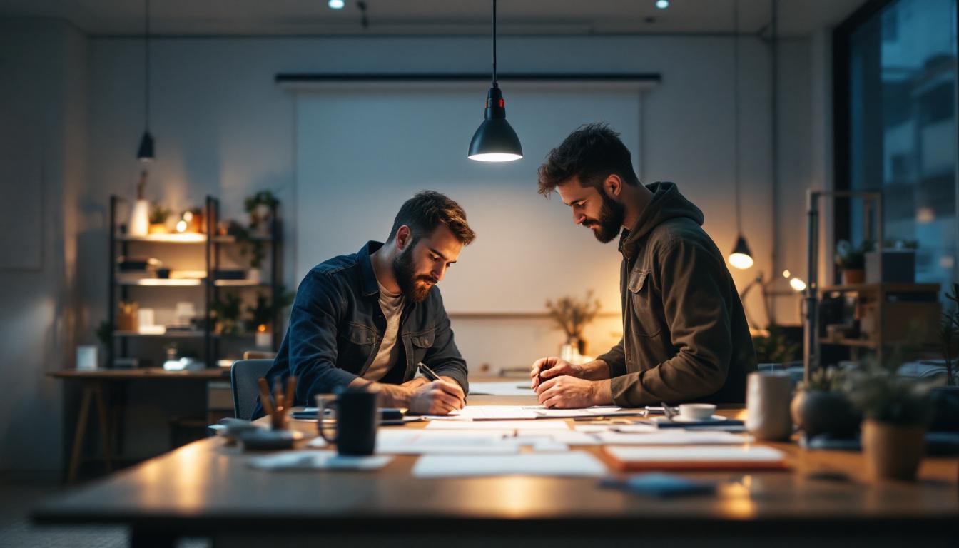 A photograph of a well-lit engineering workspace featuring an a21 led lamp in use