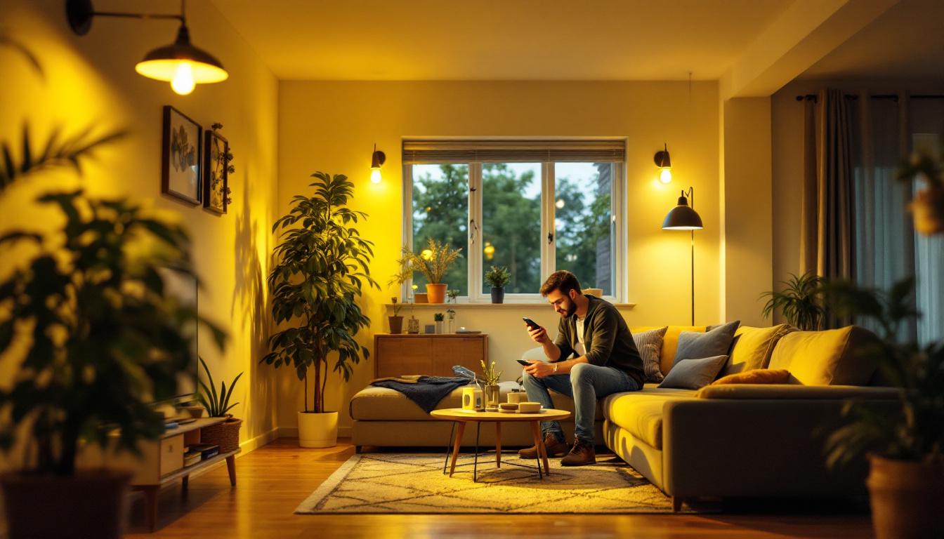 A photograph of a well-lit home interior featuring various uv light fixtures