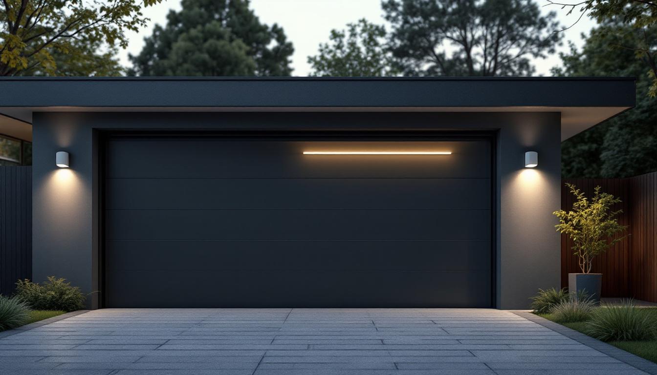 A photograph of a sleek and modern garage equipped with a motion sensor