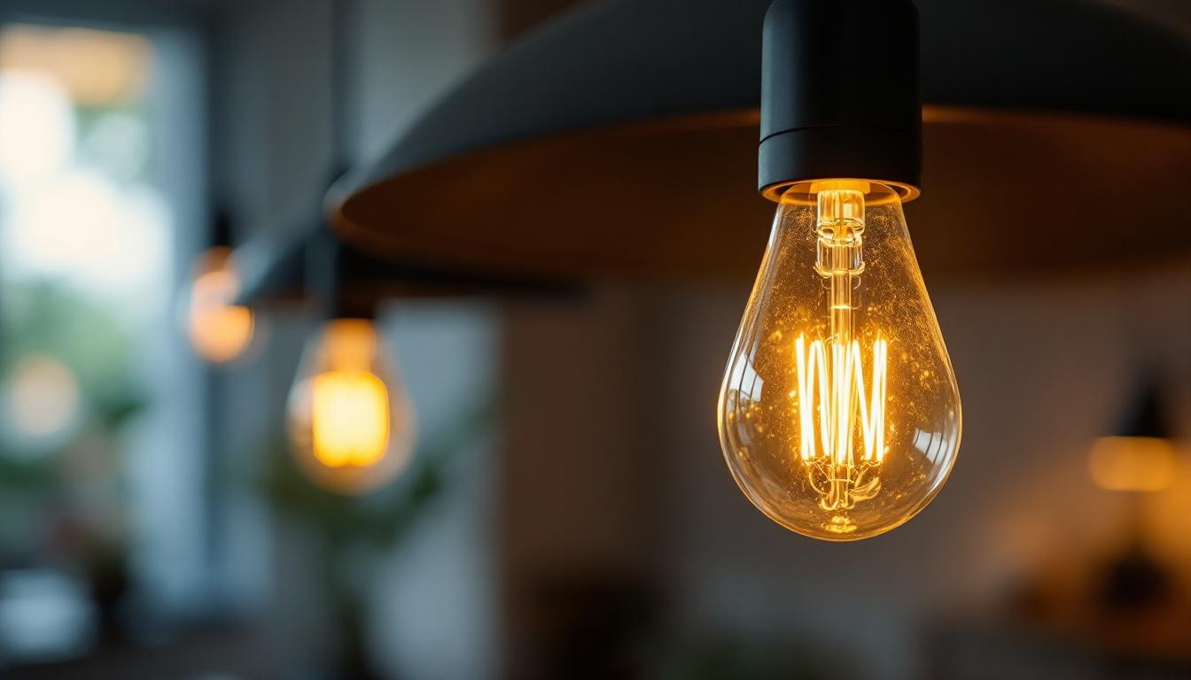 A photograph of a close-up shot of a modern light bulb exhibiting a subtle flicker