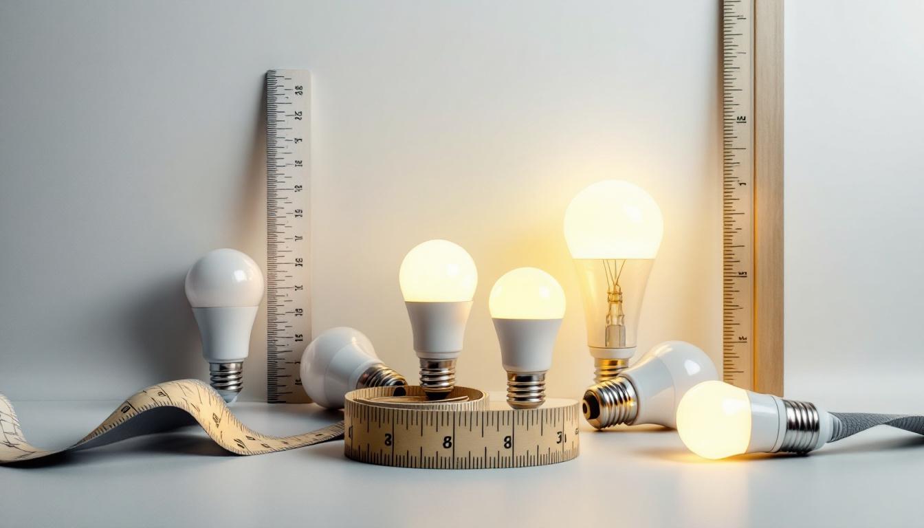 A photograph of a variety of led light bulbs arranged aesthetically on a clean