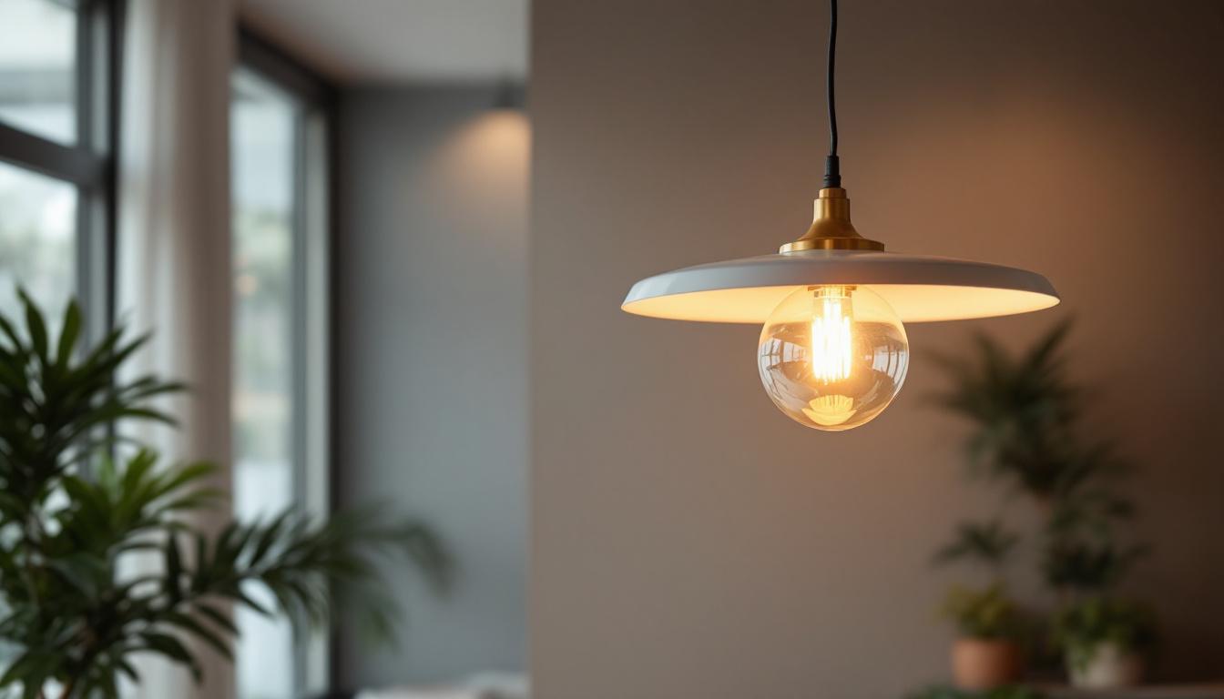 A photograph of a beautifully designed hanging light fixture in a modern interior setting