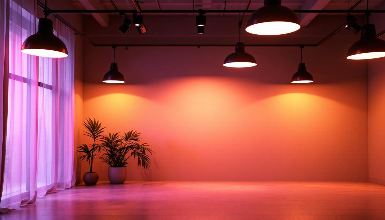 A photograph of a well-lit interior space showcasing various lighting fixtures that emit a 3500k color temperature