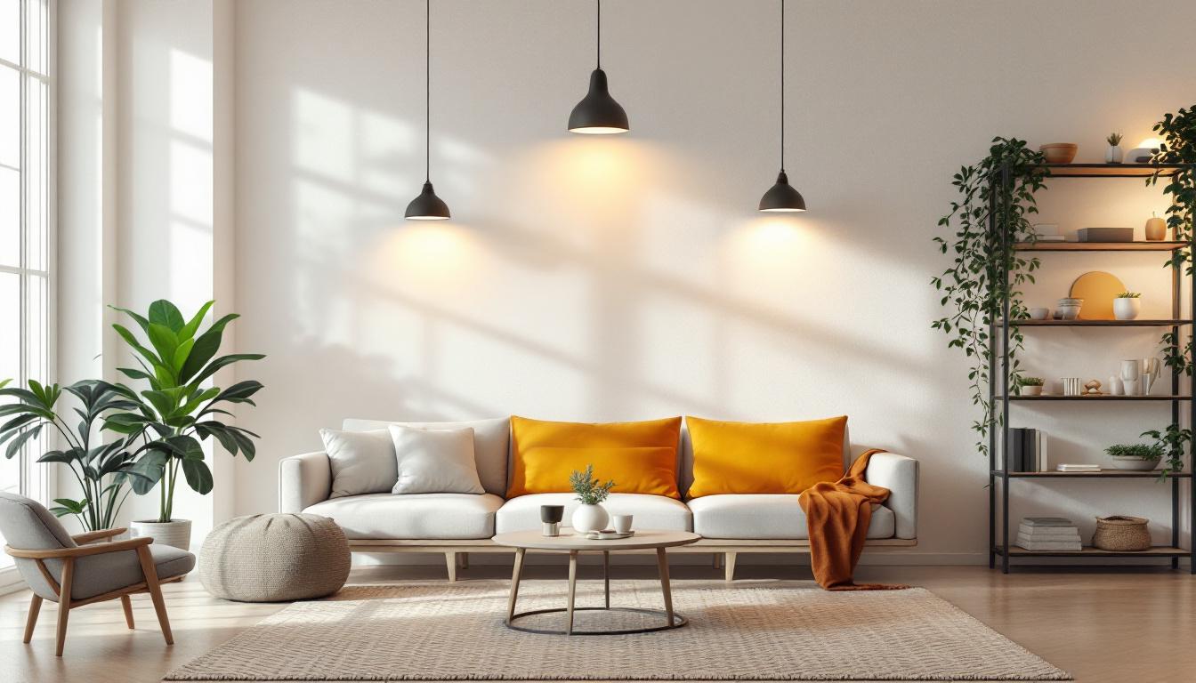 A photograph of a well-lit indoor space showcasing maxlite led bulbs in various fixtures