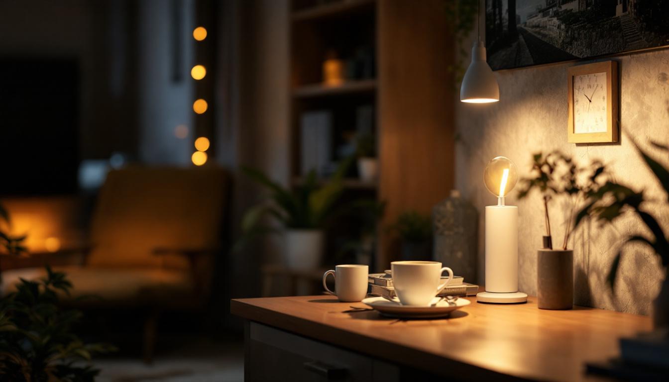 A photograph of a well-lit interior space featuring an e39 led lamp