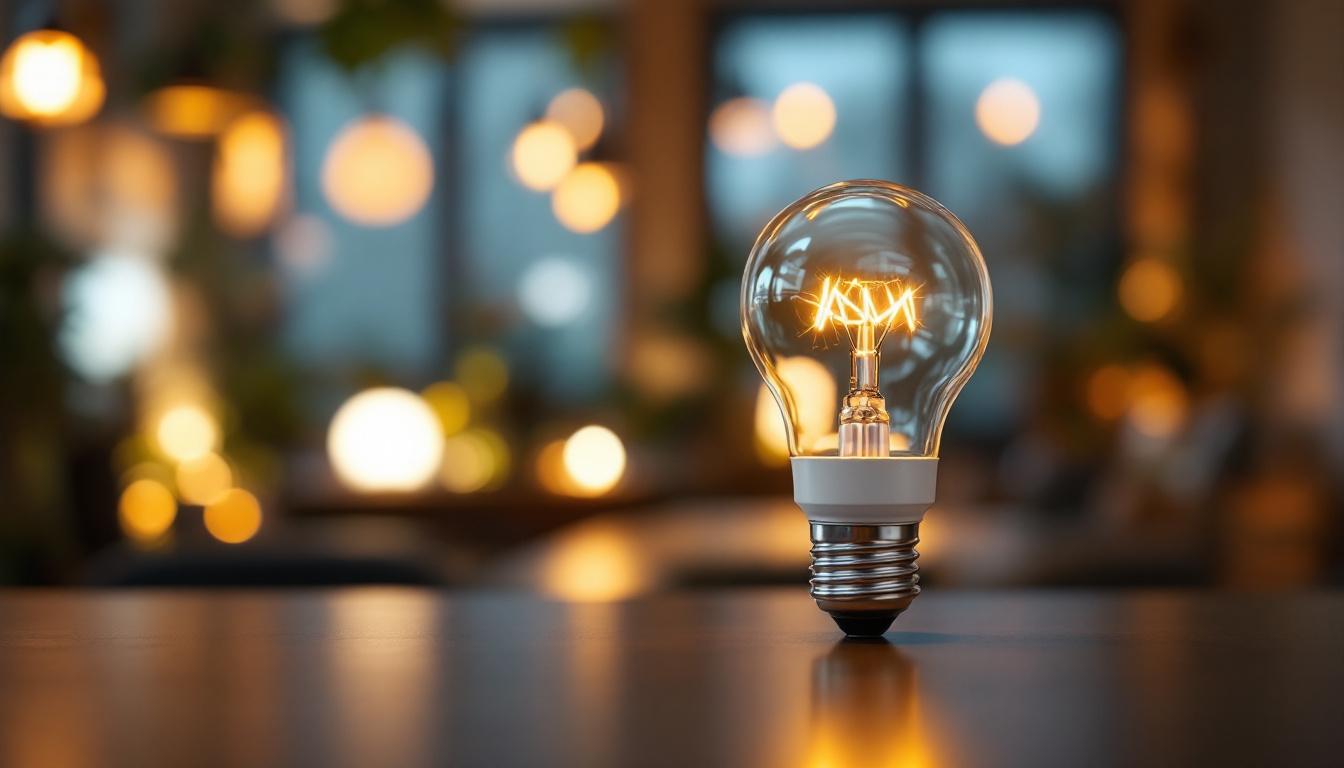 A photograph of a 150-watt led bulb in a well-lit environment