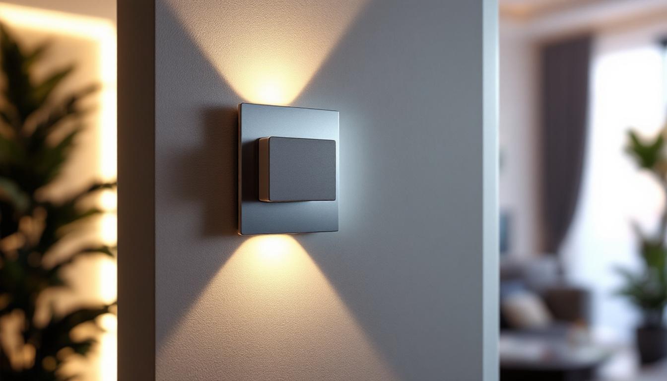 A photograph of a stylish recessed lighting dimmer switch installed on a wall