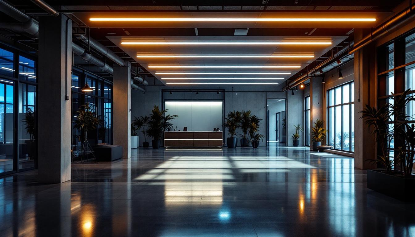A photograph of a modern interior space showcasing both industrial and commercial environments illuminated by adjustable led can lights