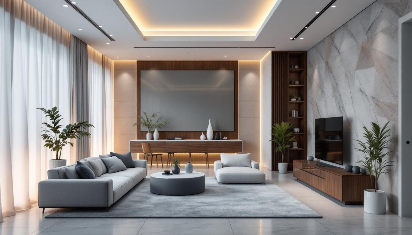 A photograph of a beautifully designed interior space featuring luxury recessed lighting
